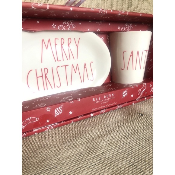 Rae Dunn MERRY CHRISTMAS Plate & SANTA Tumbler - Picture 2 of 5